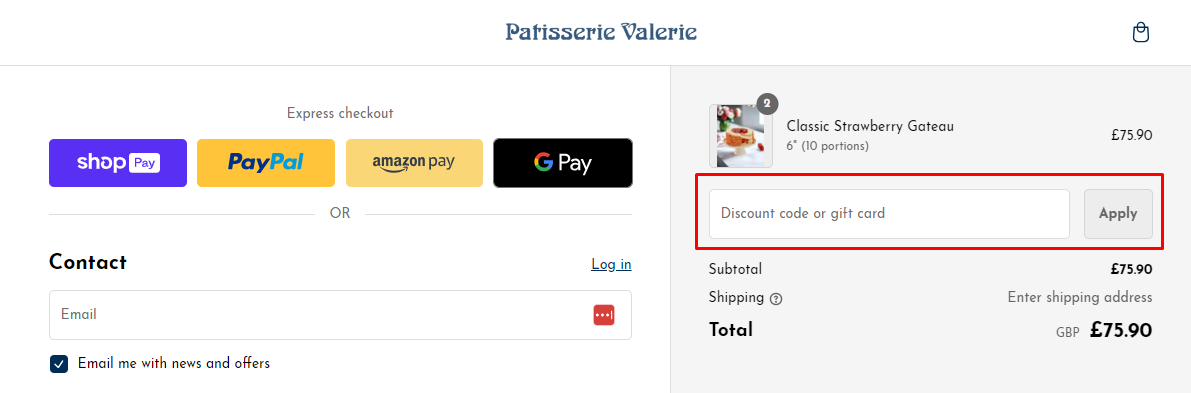 How do I use my Patisserie Valerie discount code?