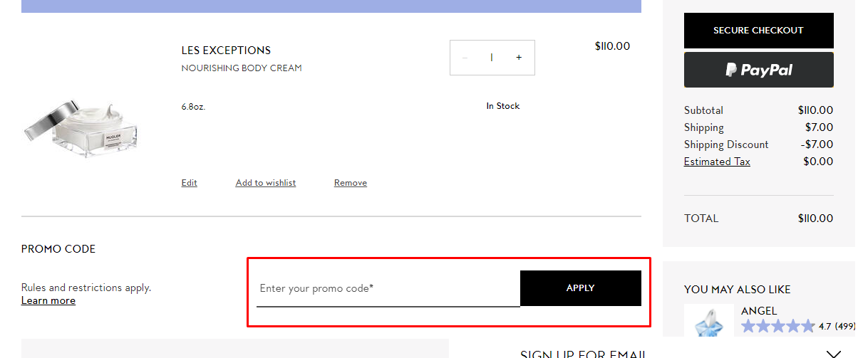 How do I use my Mugler promo code?