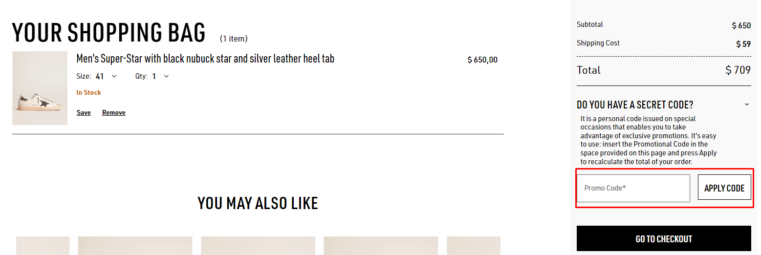 How do I use my Golden Goose promo code?