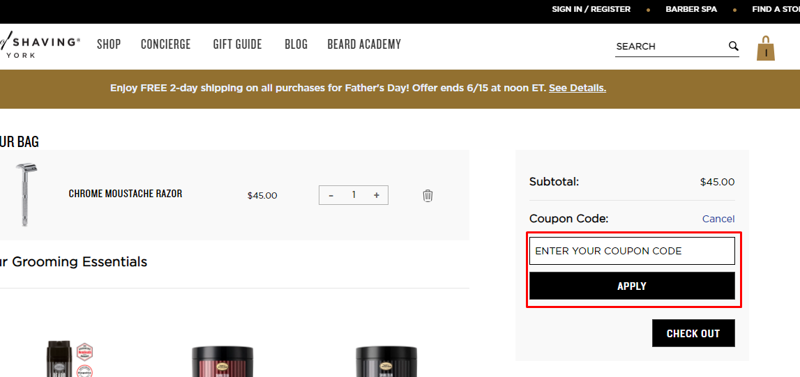 How do I use my The Art of Shaving coupon code?