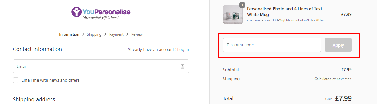 How do I use my You Personalise discount code?