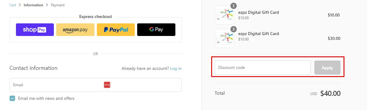 How do I use my Ezpz discount code?
