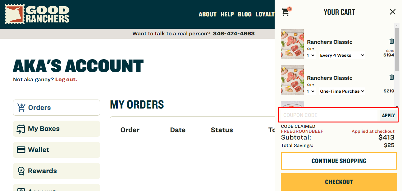 How do I use my Good Ranchers coupon code?