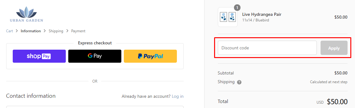 How do I use my Urban Garden Prints discount code?