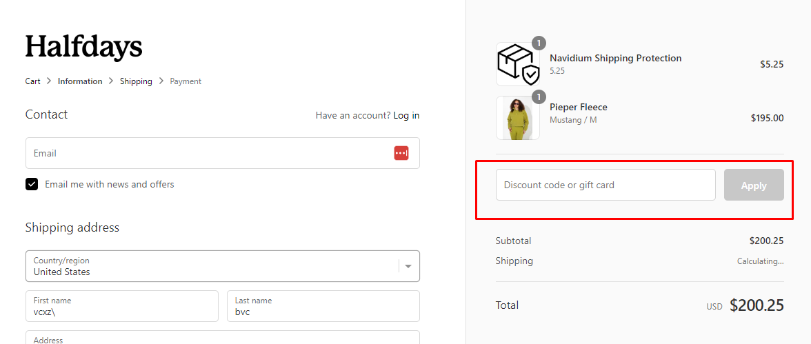 How do I use my Halfdays discount code?