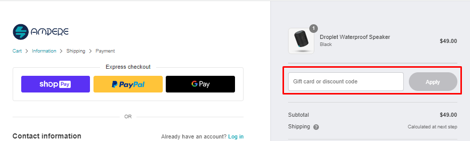 How do I use my Ampere discount code?