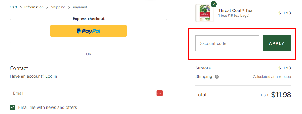 How do I use my Traditional Medicinals discount code?