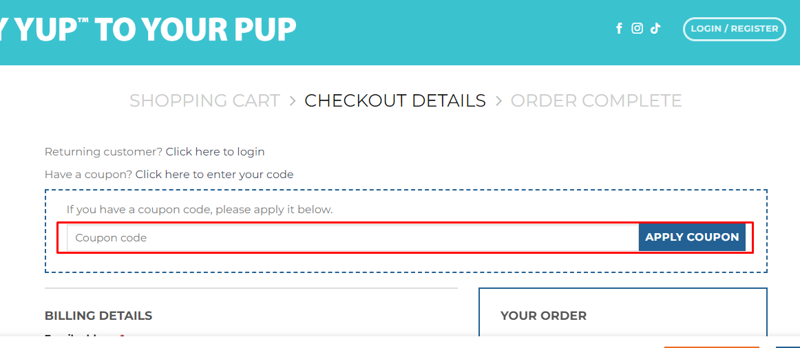 How do I use my YUP PUP coupon code?