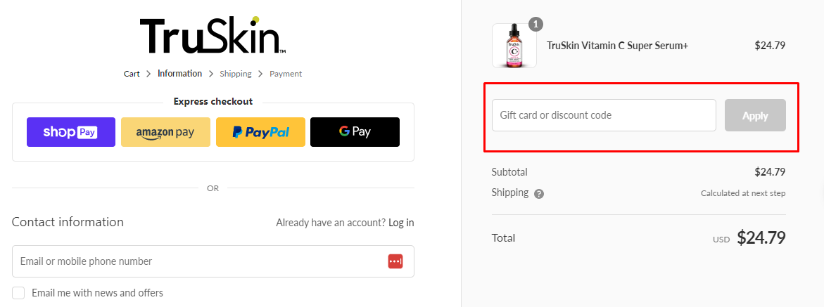 How do I use my TruSkin discount code?