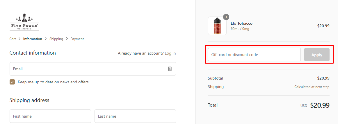 How do I use my Five Pawns discount code?