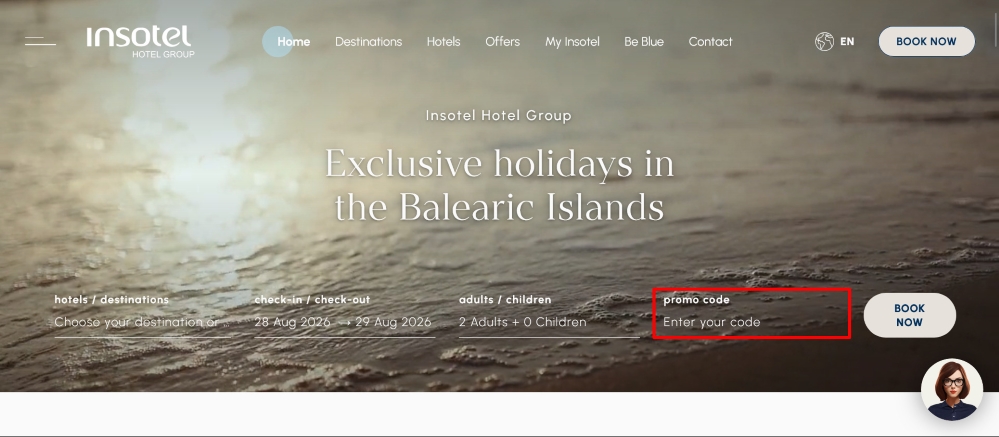 The page shows where to apply your Insotel Hotel Group discount code