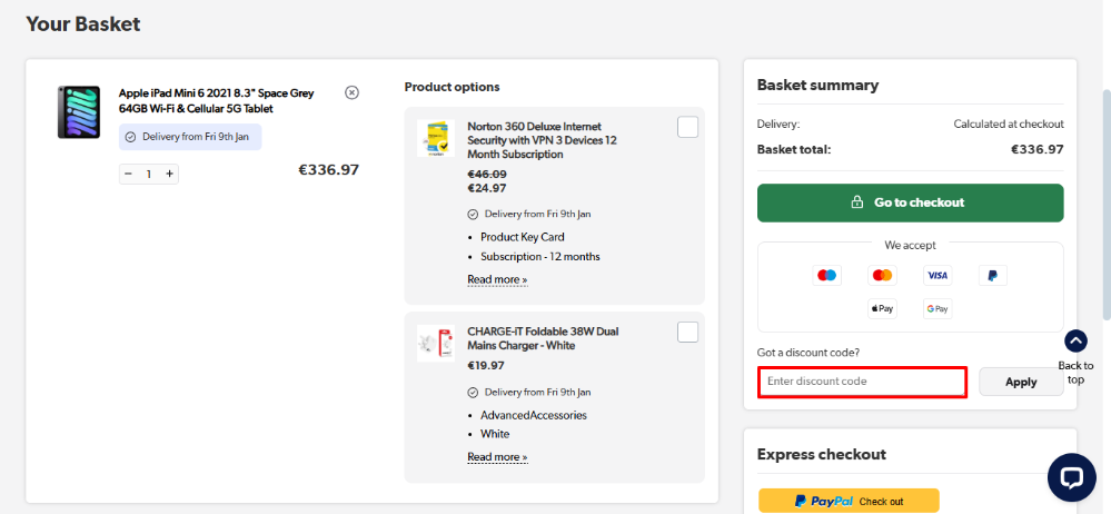 Enter your Buy It Direct discount code in the required block