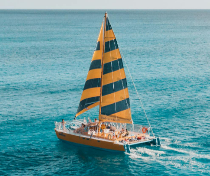 A boat sailing in the sea