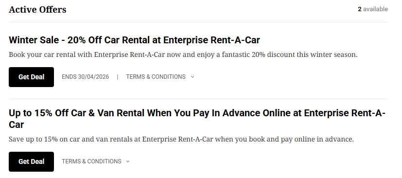 Irish Times Discount Codes Enterprise Rent-A-Car discount codes and deals in a list