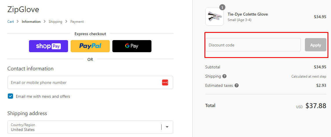 How do I use my ZipGlove discount code?