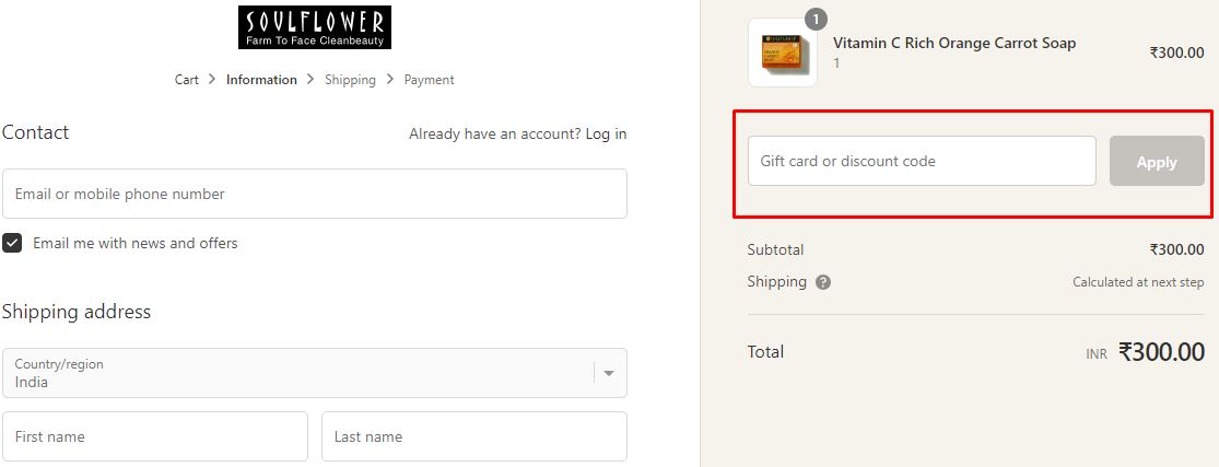 How do I use my Soulflower discount code?