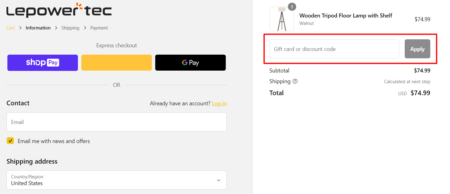 How do I use my LEPOWER-TEC discount code?