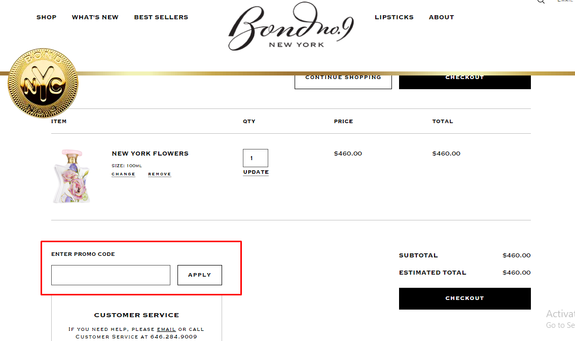 How do I use my Bond No 9 coupon code?