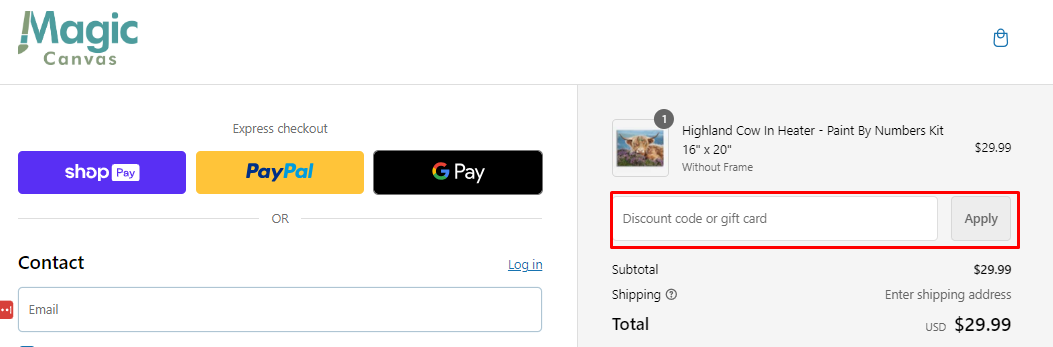 How do I use my Magic Canvas discount code?