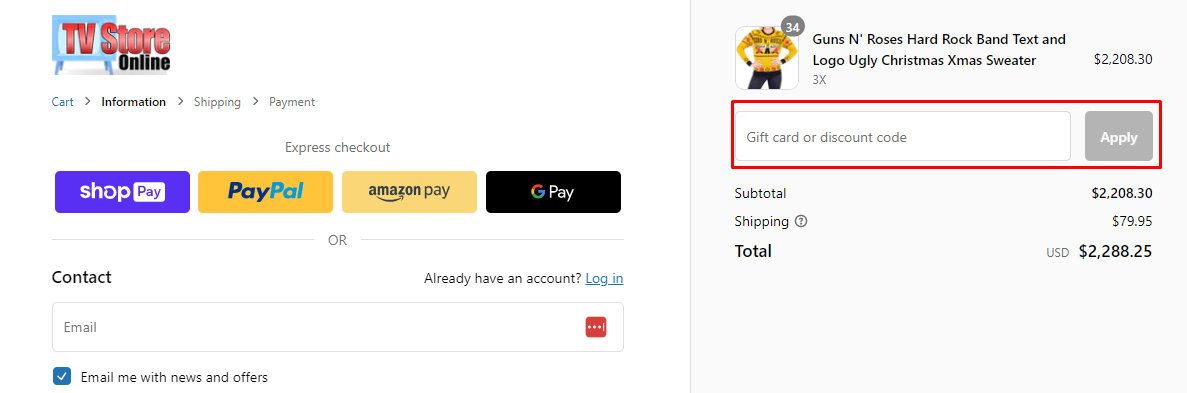 How do I use my TV Store Online discount code?