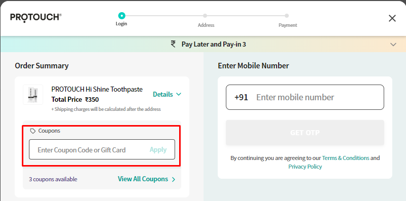 How do I use my Protouch coupon code?