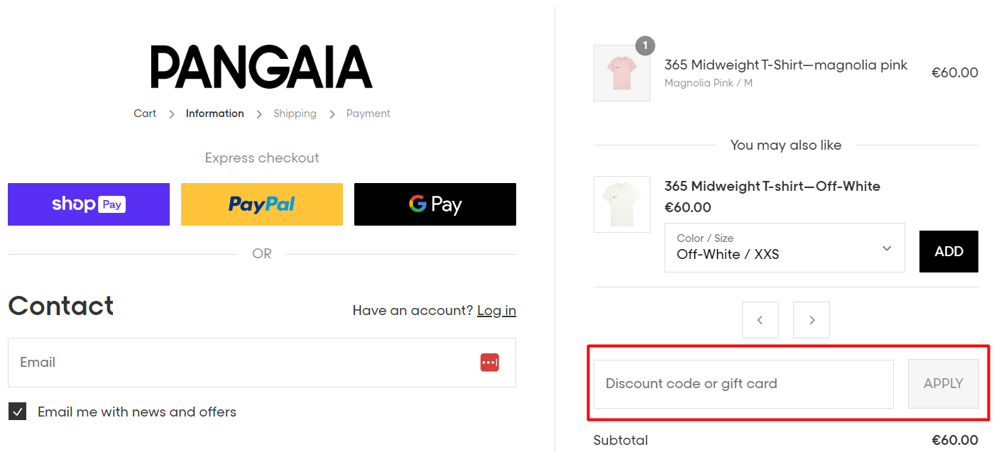 How do I use my PANGAIA discount code?