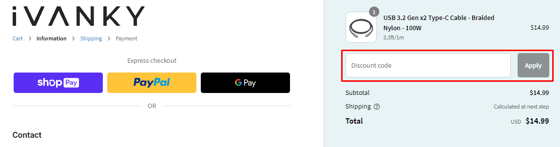 How do I use my Ivanky discount code?