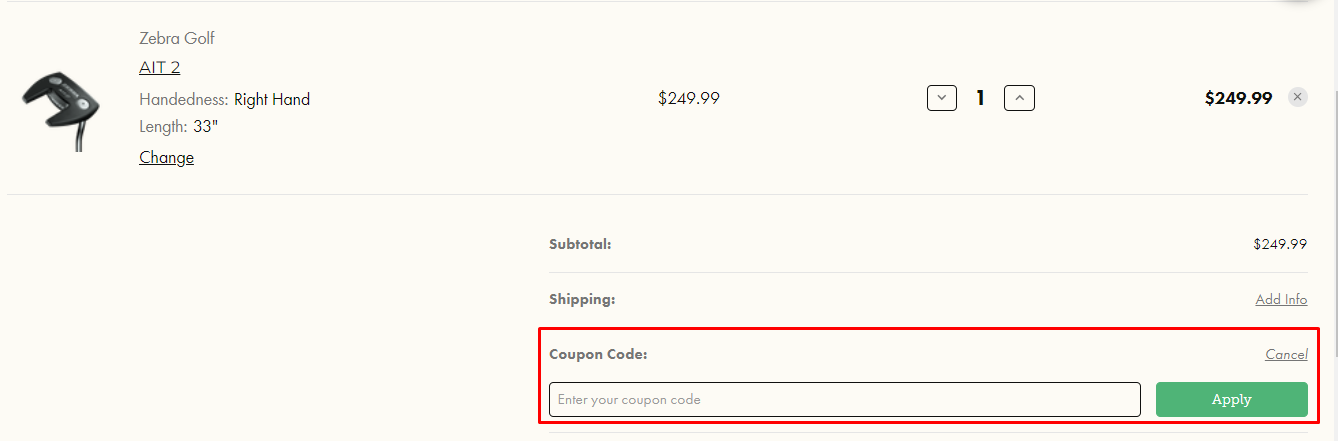 How do I use my Zebra Golf coupon code?
