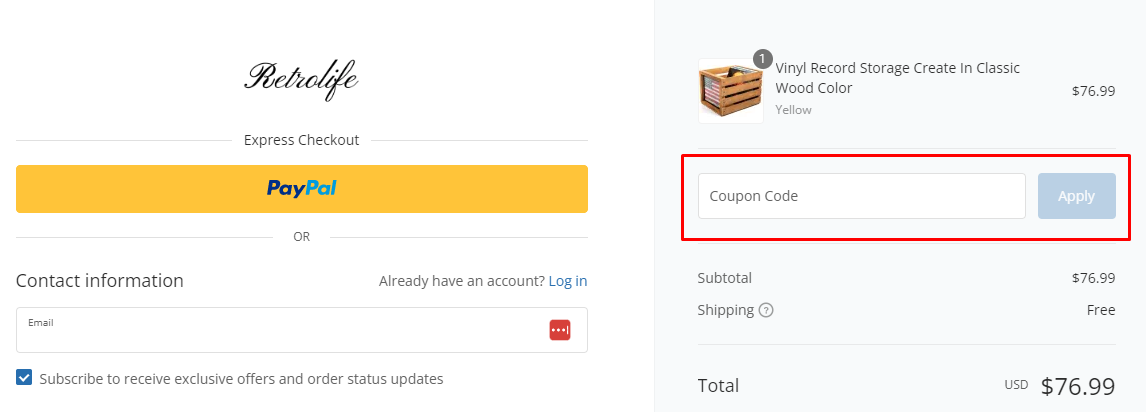 How do I use my Retrolife coupon code?