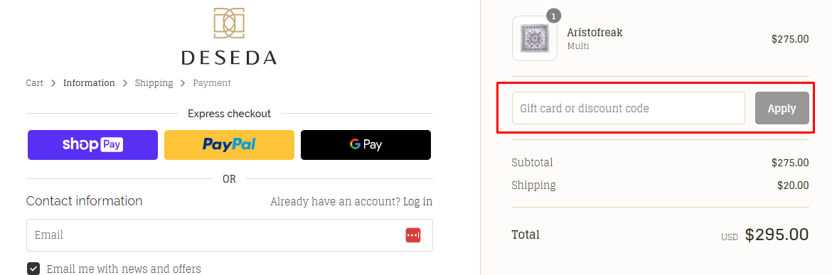 How do I use my DESEDA discount code?