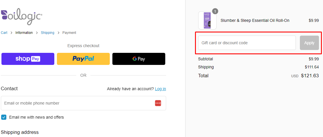 How do I use my Oilogic discount code?