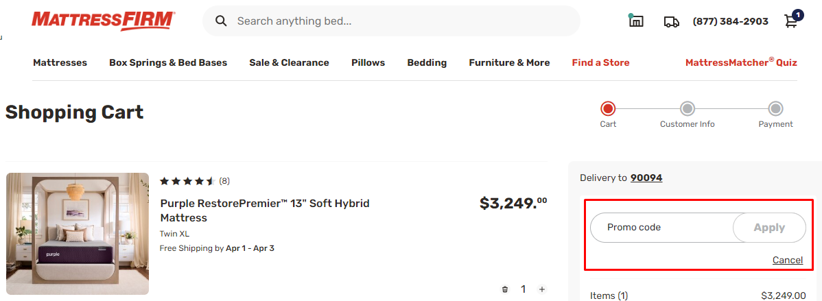 How do I use my Mattress Firm promo code?