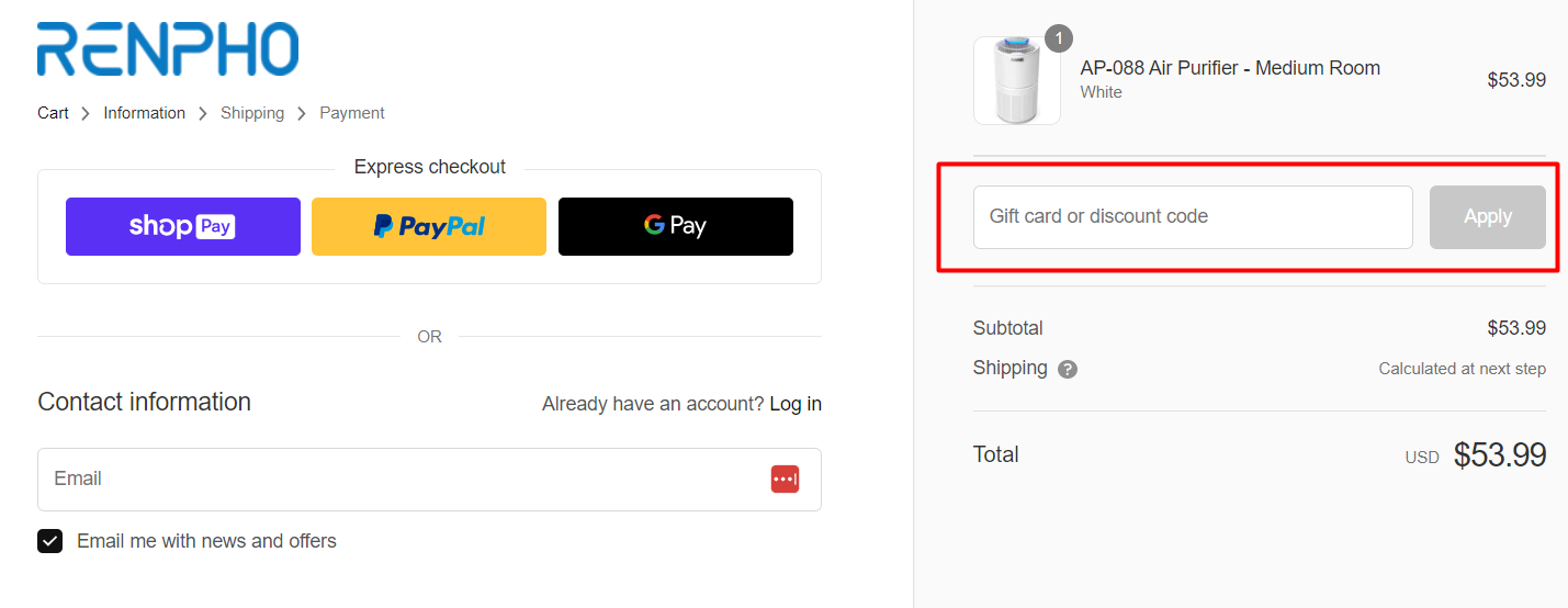 How do I use my RENPHO discount code?