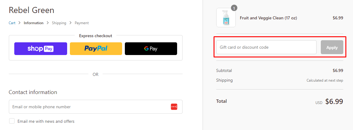 How do I use my Rebel Green discount code?