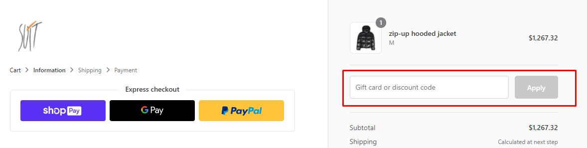 How do I use my Suitnegozi discount code?