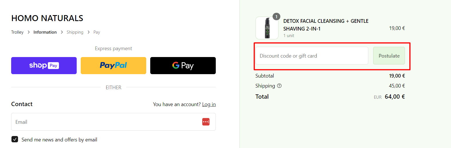 How do I use my HOMO NATURALS discount code?
