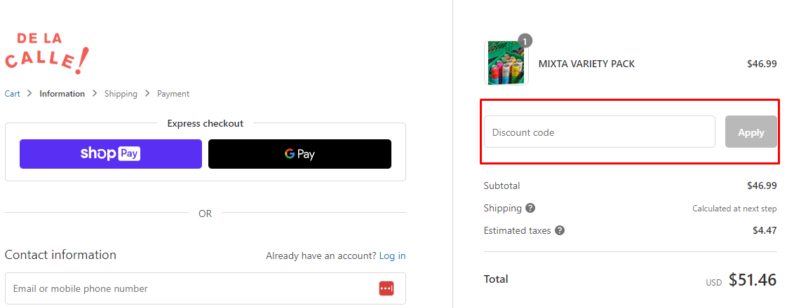 How do I use my De La Calle discount code?