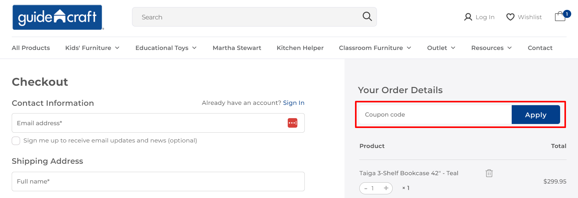 How do I use my Guidecraft coupon code?