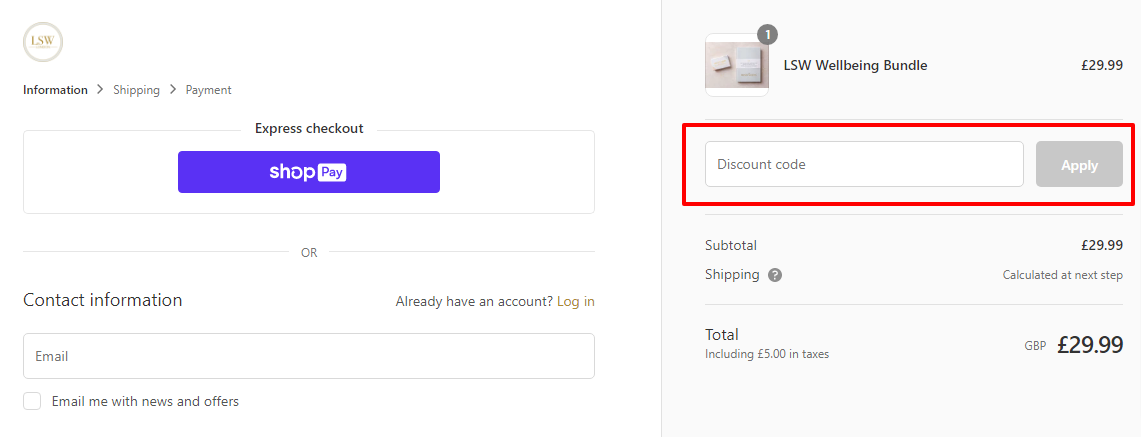 LSW London Checkout
