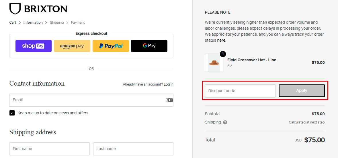 How do I use my Brixton discount code?