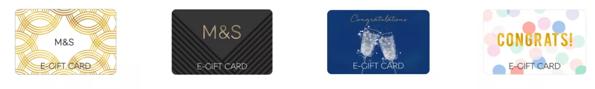 Marks & Spencer range of e-gift cards for customers to choose from different designs.