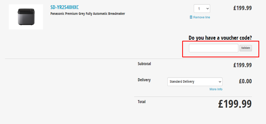 How do I use my Panasonic voucher code?