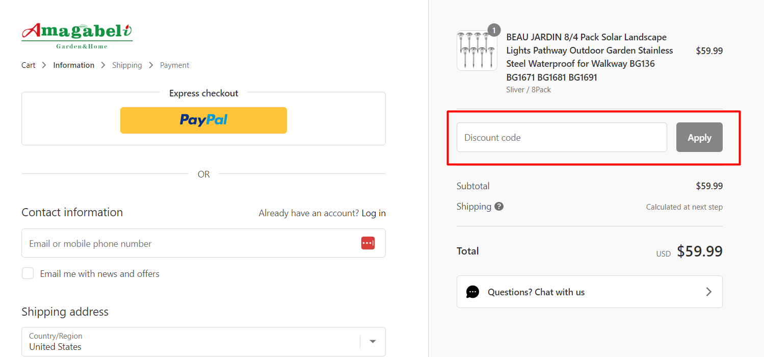 How do I use my Amagabeli discount code?