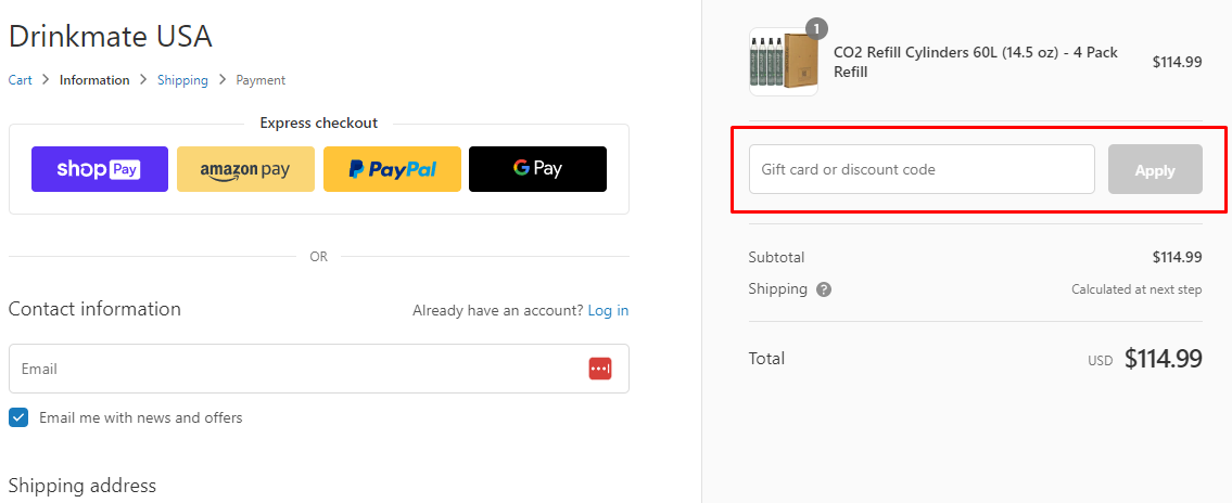 How do I use my Drinkmate discount code?