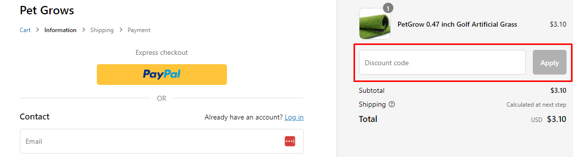 How do I use my PetGrow discount code?