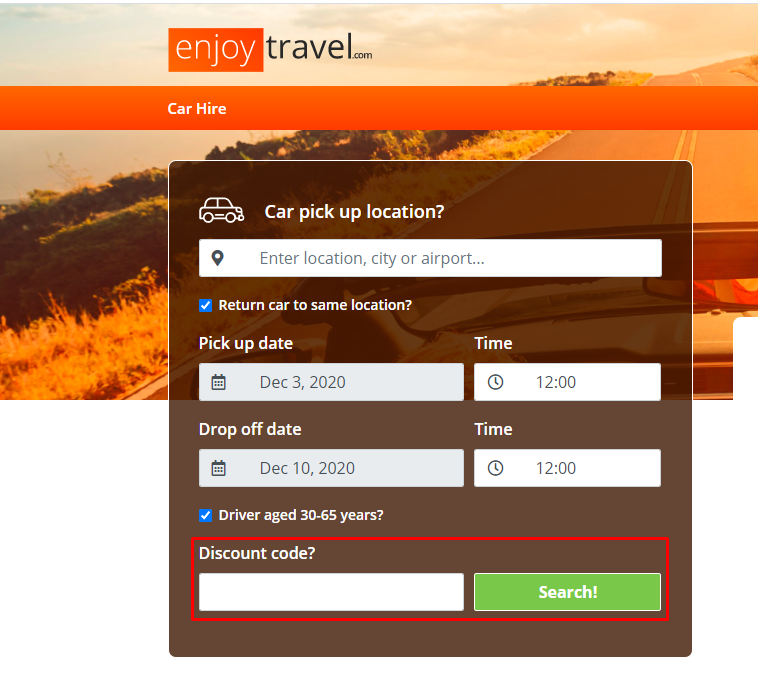 How do I use my Enjoy Travel discount code?