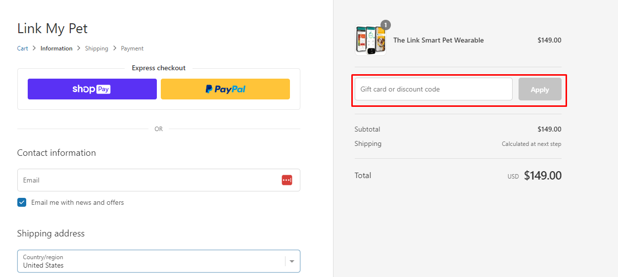 How do I use my Link My Pet discount code?