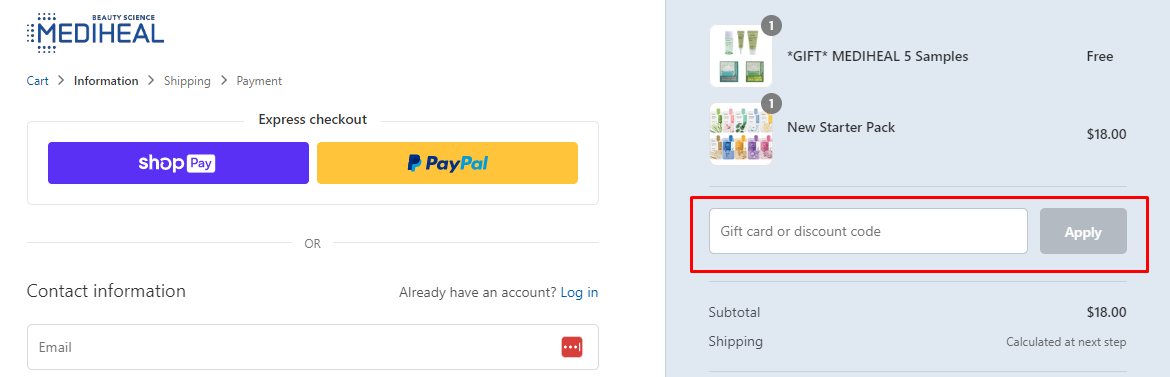How do I use my Mediheal discount code?