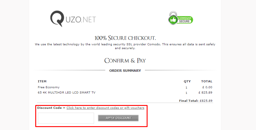 How do I use my Quzo.net discount code?
