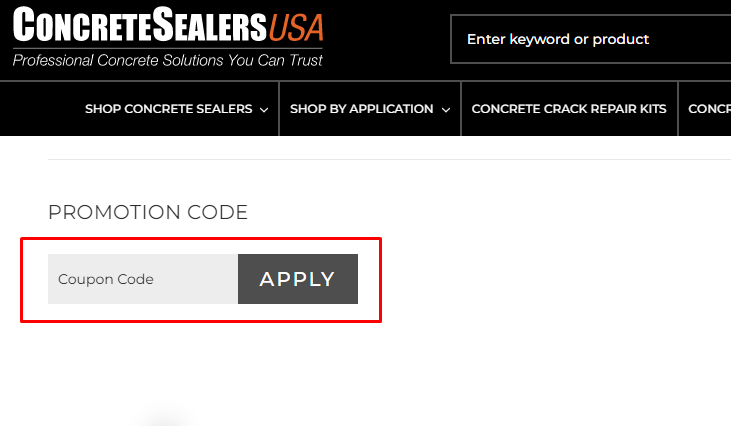 How do I use my Concrete Sealers USA promotion code?